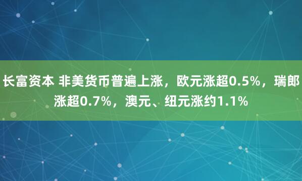 长富资本 非美货币普遍上涨，欧元涨超0.5%，瑞郎涨超0.7%，澳元、纽元涨约1.1%